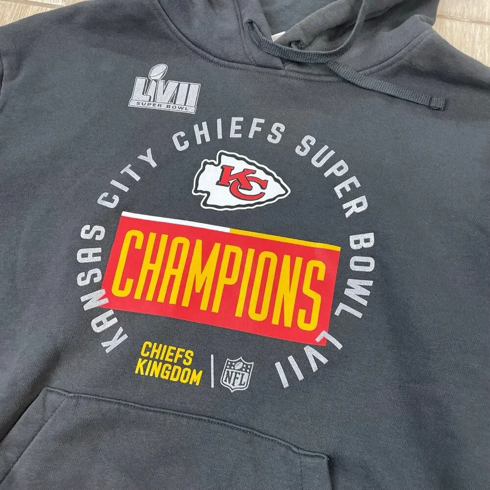 Nike Kansas City Chiefs Super Bowl LVII Champions Hoodie Mens M Black NFL